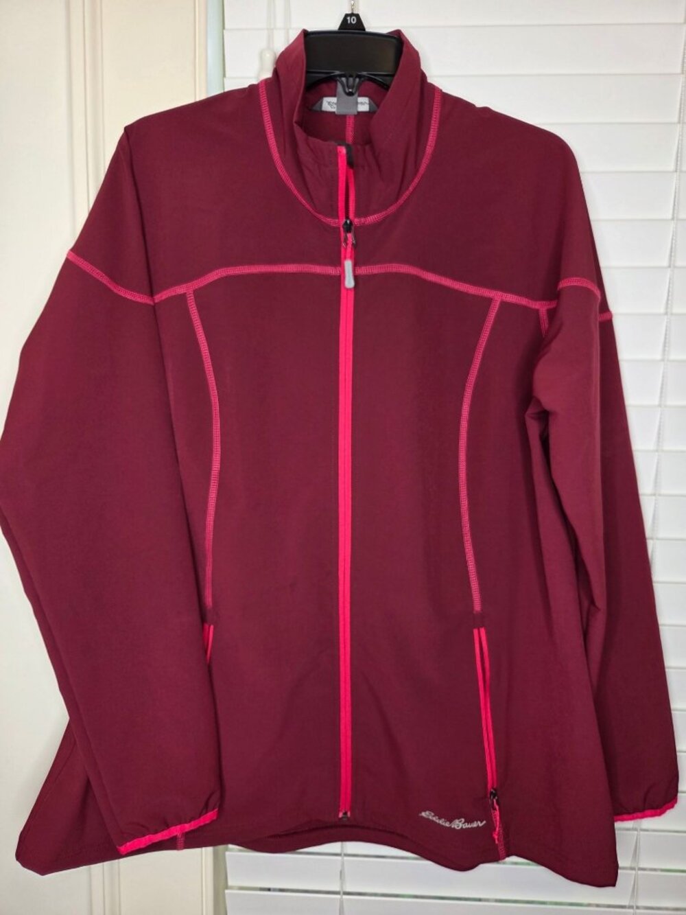 Eddie Bauer Womens XL Zip Burgundy Jacket Poly/Spandex Activewear lightweight